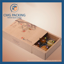 Переработанная коробка для кондитерских изделий из коричневого граната коричневого цвета (коробка CMG-cake-022)